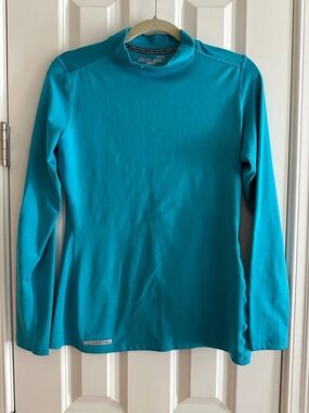 Under Armour Women's Teal Long Sleeve Mock Neck Performance Top